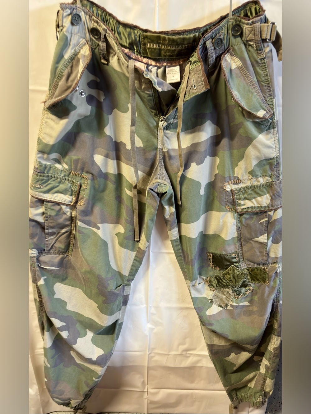 Vintage Y2K Abercrombie Camo Paratroopers Stitching Velvet Patchwork SZ 4 Unisex - Picture 7 of 14